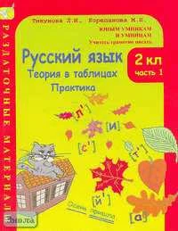 Тикунова Л.И, Корепанова М.Н. Русский язык. 2 кл. Теория в таблицах. Практика: Раздаточные материалы. В 2 ч. Часть 1. - М.: Росткнига, 2005. - 140 с. - (Юным умникам и умницам. Учитесь грамотно писать). - мягк. обл.
