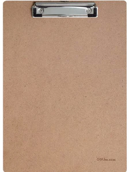 Планшет ф.А4 (227*320 мм), верхний металлический прижим до 150 л, древесная плита МДФ 3 мм, "Deli"