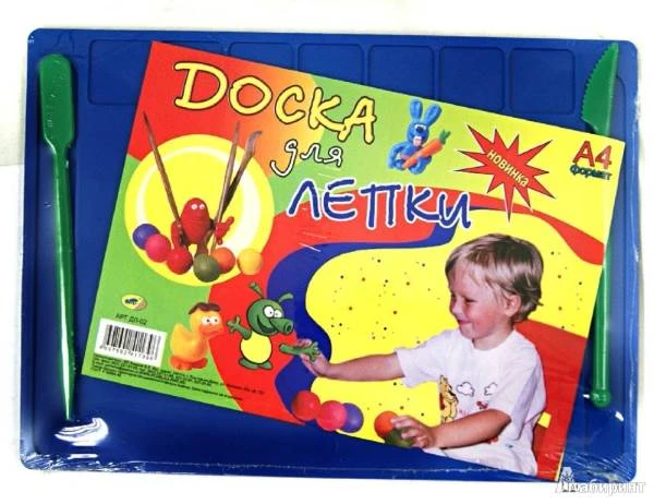 Набор для работ с пластилином: доска пластиковая цветная ф.А4 (277*197 мм), два стека, "Пчелка"