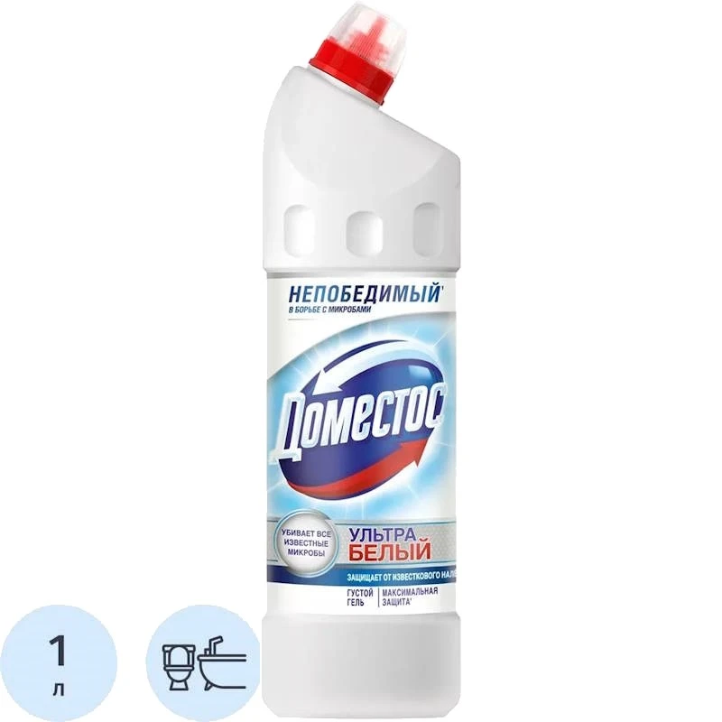 Чистящее средство "DOMESTOS Ультра Белый", хлор менее 5%, гель хлорсодержащий, 1000 мл