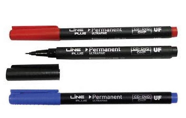 Маркер "2500UF" для CD, DVD, стекла, спиртовая основа, линия 0,4 мм, игловидный наконечник, "Line plus"