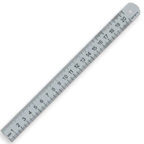 Линейка металлическая 200 мм, ширина 20 мм, двойная шкала, сталь 0,4 мм, п/э упак, "Пчелка"