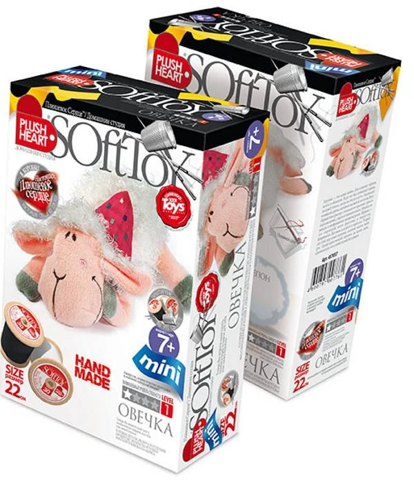 Плюшевое сердце. Овечка. 22 см. Шитье игрушки. 1 уровень. 7+. "Эльф-Маркет"