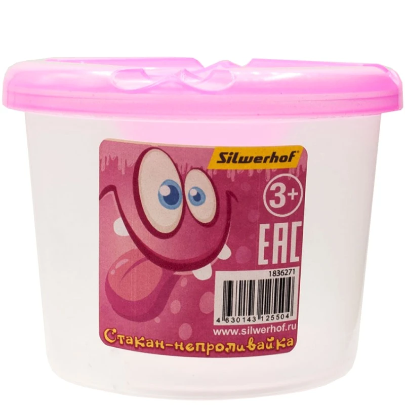 Стакан - непроливайка, одна секции, h-63 мм, пластик с картинкой, "Silwerhof"