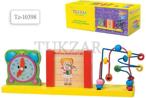 Веселый распорядок дня. Набор геометрических фигур: конструктор состоит из деревянных деталей. Набор для детей от 3-х лет. - "Tukzar"