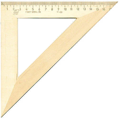 Угольник 180 мм, 45/45*, деревянный, "Лео"