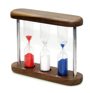 Настольные песочные часы, 3 колбы с разноцветным песком, на 1, 2, 3 минуты, цвет - орех, 140*110*38 мм, "Bestar"