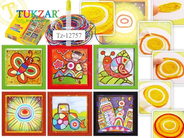 Набор для аппликаций из бумажных шнурочков, 6 аппликаций, клей в комплекте, Tukzar