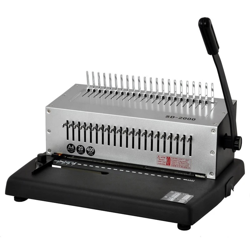 Брошюровочная машина SD-2000, 20/400, пробивает до 20 л., 1 ручка, глубина 5-9 мм от края, переплет пластиковыми пружинами до 400 л, метал. корпус, "Rayson"