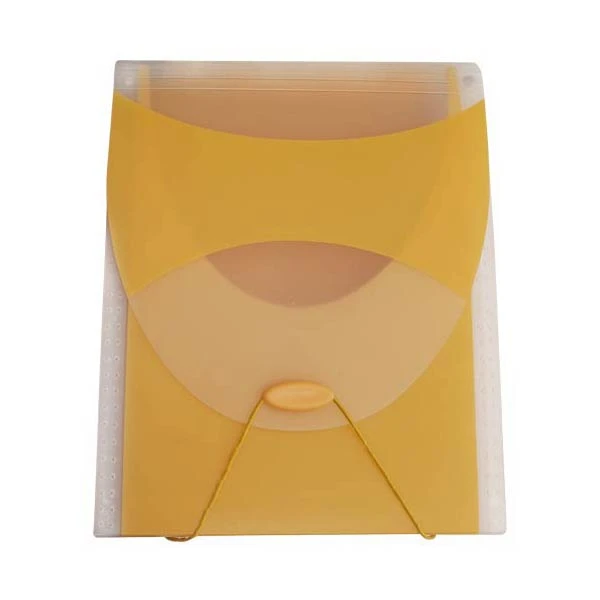 Папка сортировщик, вертикальная ф.А4 (255*285 мм), 5 вкладышей, торец 40 мм, резинка, пуговица, желтый пластик, "INDEX"