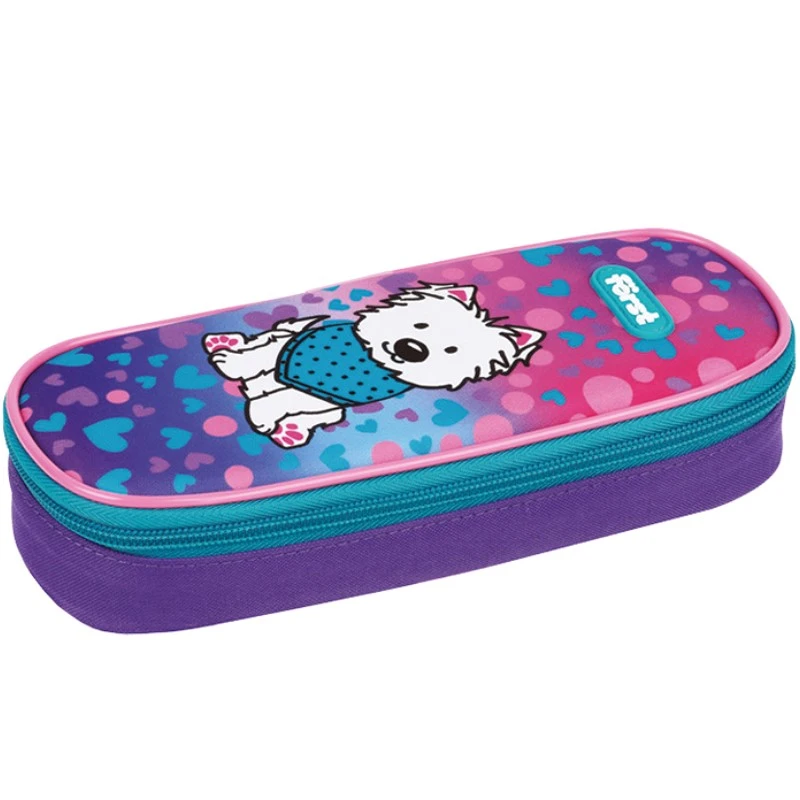 Пенал-футляр, корпусной, овальный, 1 отделение, молния, полиэстер, 220*90*45 мм, "Först"