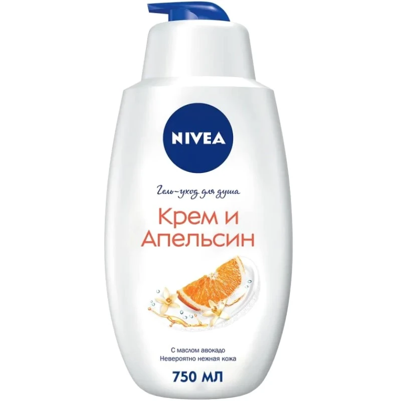 Гель уход для душа "Крем апельсин" 750 мл, "NIVEA"