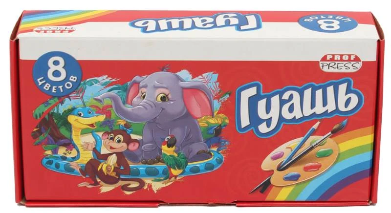 Гуашь 8 цв, по 20 мл, картонная упак, "Проф-Пресс"