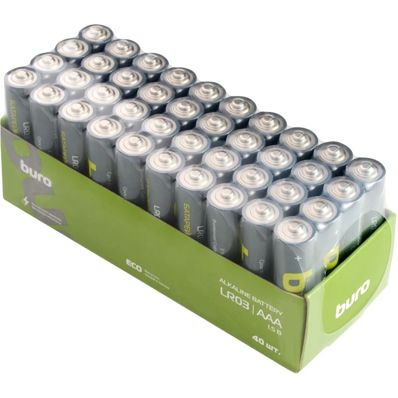 Батарейка LR03 AAA, алкалин, упак. 40 шт, "BURO"