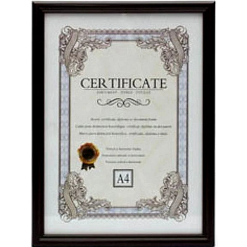 Рамка настенная, темный багет 15 мм, пластик, без стекла, 210*300 мм (А4), "Миленд"