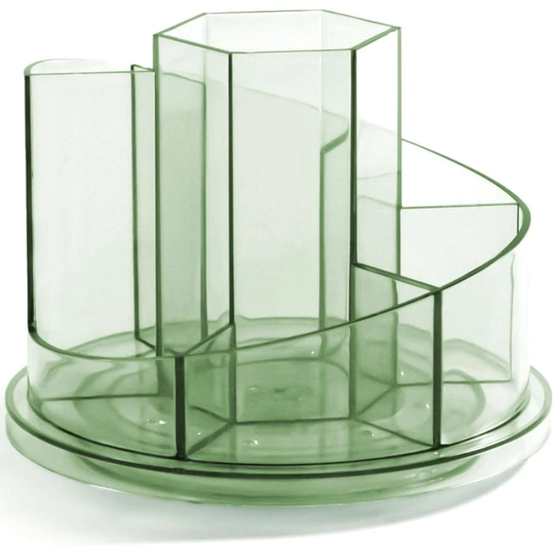 Органайзер 4 отделения, вращающийся, зеленый прозрачный пластик, 150*150*114 мм, "Deli"