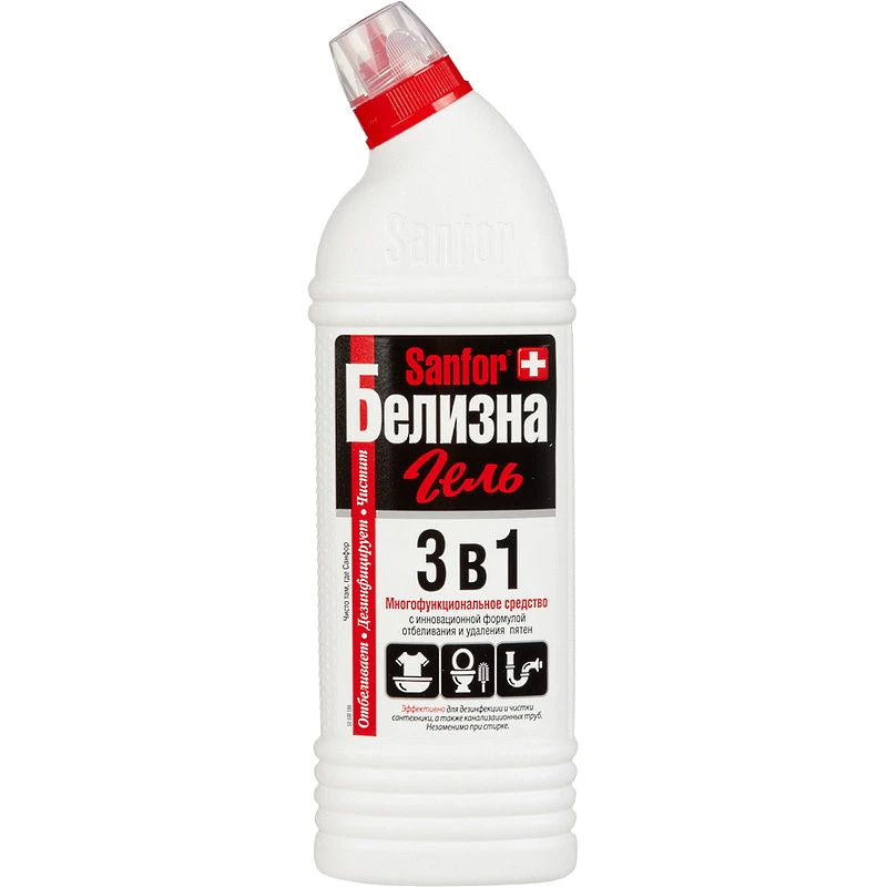 Отбеливатель "SANFOR Белизна" 3 в 1, гель, 700 мл.
