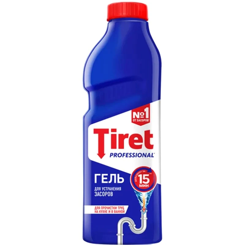 Гель Professional для устранения засоров труб, 1 л, "Tiret"