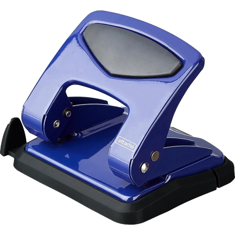Дырокол 2 отверстия 6 мм, до 35 л, между отверстиями 80 мм, блокиратор, металлический корпус, пластмассовая линейка, прорезиненная накладка, "Attache", корпус