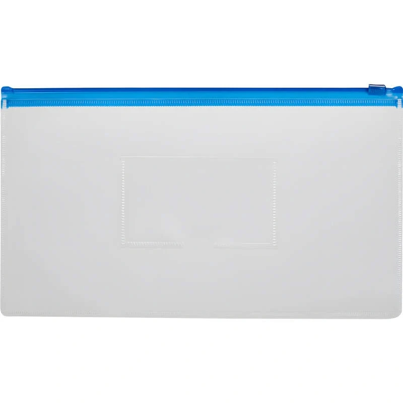 Папка-конверт ф.253*130 мм (евро), гибкая молния сверху, карман снаружи 83*56 мм, ПВХ 0.16 мм, упак. 12 шт, "Attache"