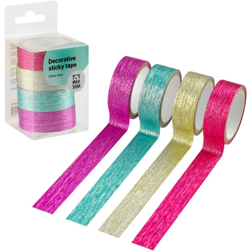 Клейкая декоративная лента 3000*15 мм, 4 рулона, "MESHU"