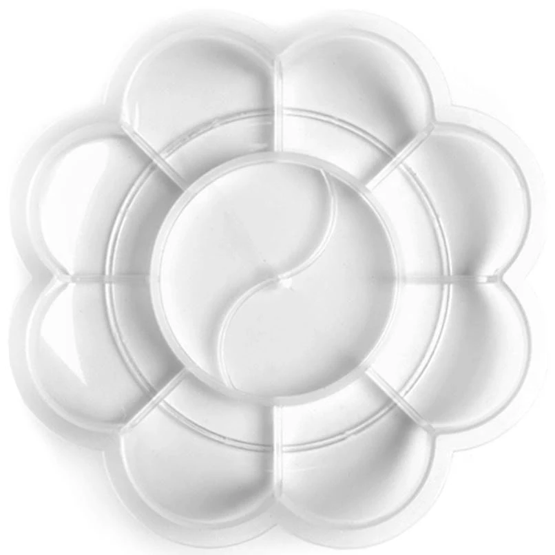 Палитра для красок 8+2 отделения "Ромашка", круглая, полистирол, 87*87*10 мм, "Стамм"