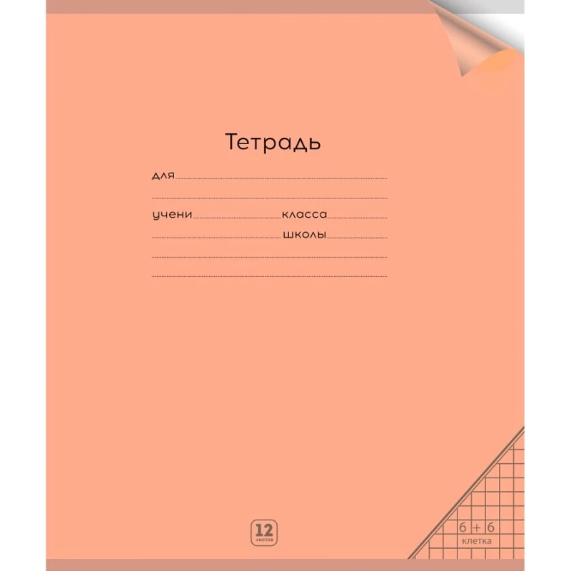 Тетрадь 12 л. ф.А5 (202*163 мм), клетка, поля, скоба, пластиковая обложка 0,18 мм, "Проф-Пресс"