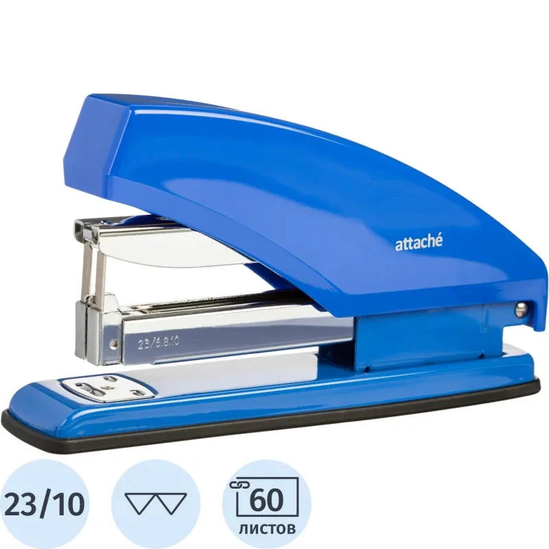 Степлер энергосберегающий "Cliff" до 60 л, №24/6-23/10, глубина до 80 мм, загрузка 100 скоб, металл/пластик, "Attache"