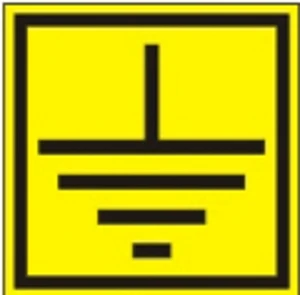 Желтый треугольник маленький 40*40 мм Знак по электробезопасности на пленке