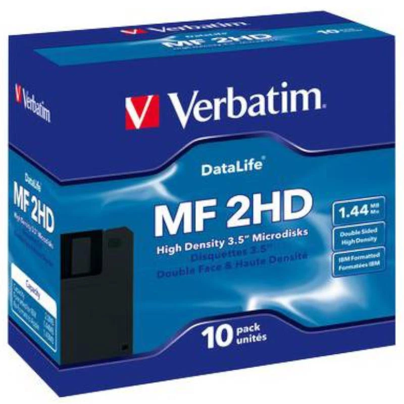Дискета MF 2HD IBM, Data Life 1,44 МВ, картонная коробка, 10 шт. "Verbatim"