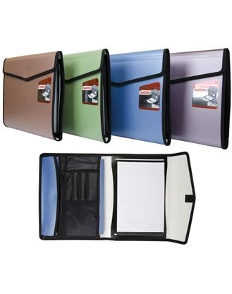 Папка портфолио ф.А4 (355*245 мм), картотека 6 отделений, торец 25 мм, блокнот, липучка, молния вкруговую, пластик, окантовка, "Berlingo"