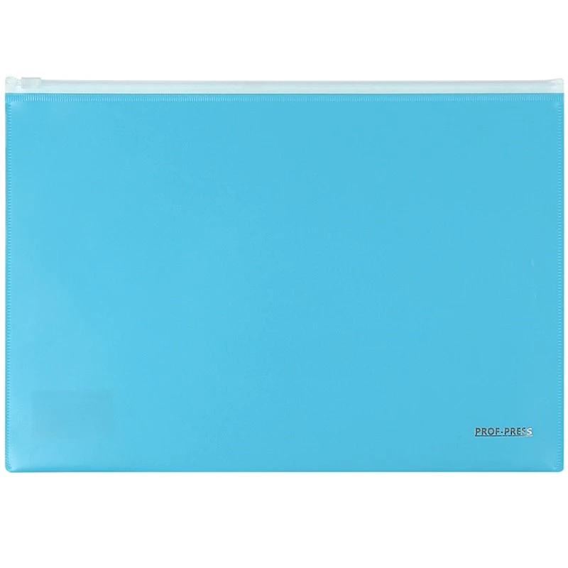 Папка-конверт ф.А4, белая Zip молния сверху, полипропилен 0.18 мм, "Prof-Press"