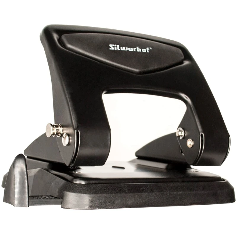 Дырокол "Vis" 2 отверстия 6 мм, до 35 л, между отверстиями 80 мм, металлический, пластиковая линейка, "Silwerhof"