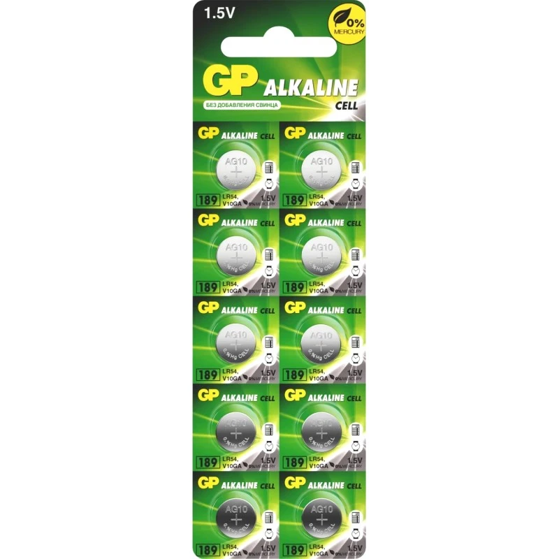 Батарейка AG10/LR1130, алкалин, упак. 10 шт, "GP"