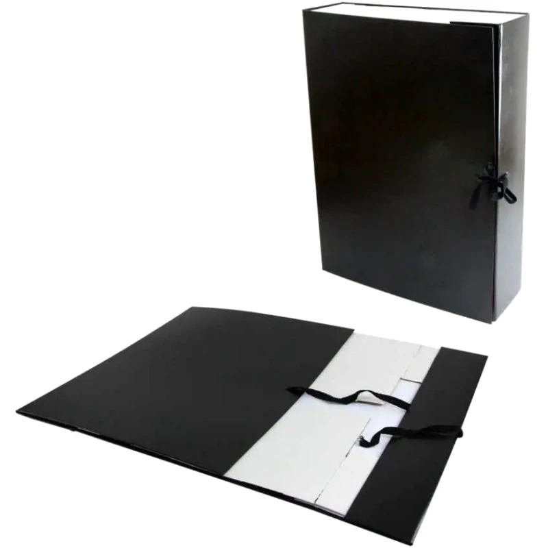 Короб архивный ф.А3 (320*450 мм), торец 100 мм, 2 завязки, черный бумвинил/картон, сборный, "Имидж"