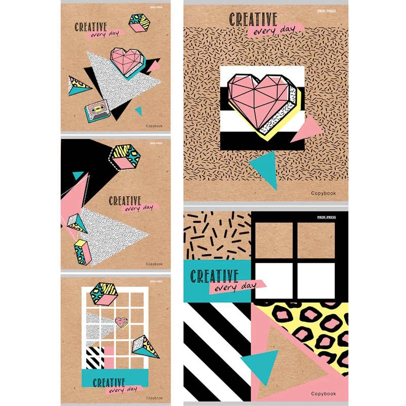 Тетрадь 48 л. ф.А5 (202*163 мм), клетка, белизна 100 %, поля, скоба, крафт обложка, "Проф-Пресс"