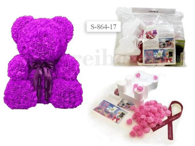 Мишка из роз. 150 мм. Набор сделай сам. Фоамиран, клеевой пистолет. "Schreiber"