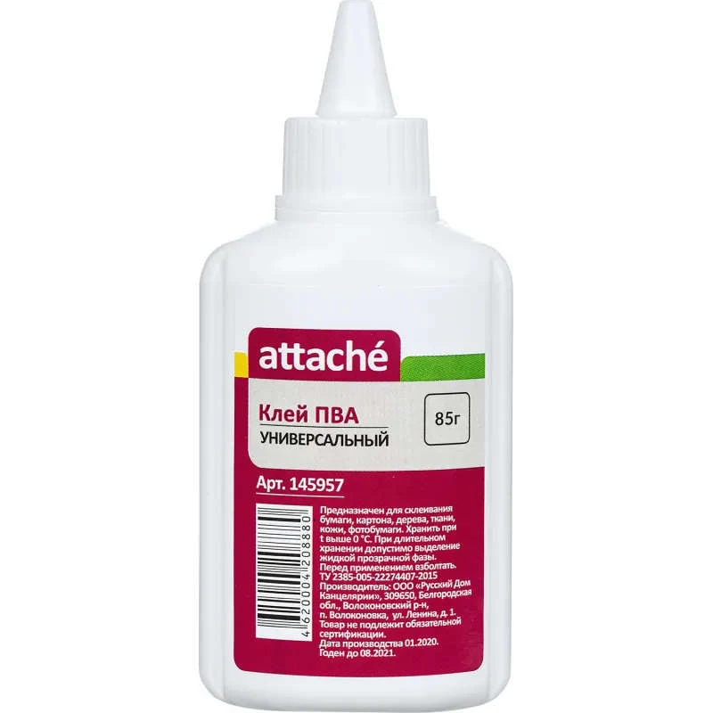 Клей ПВА 85 г, дозатор, "Attache"