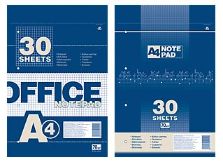 Бизнес-блокнот 30 л, ф. А4 (210*295 мм), клетка, склейка сверху, отверстия для скоросшивателя, картон. обложка, "Академия Групп"
