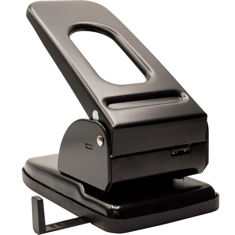 Дырокол 2 отверстия 6 мм, до 65 л, между отверстиями 80 мм, металлический, пластиковая линейка, "BURO"