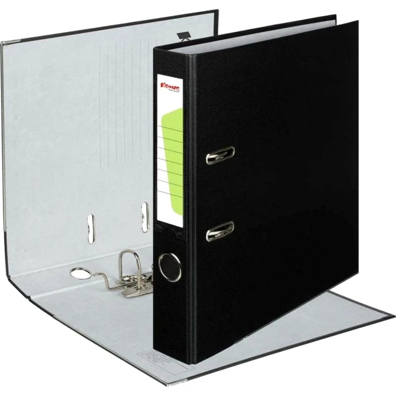 Папка ф А4, 2 кольца, арочный механизм, фиксатор, торец 50 мм, картон/бумвинил, торцевой карман, "Комус"