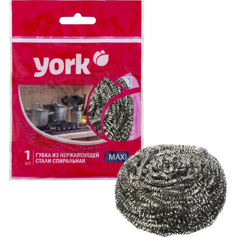 Мочалка металлическая "Макси", спираль D- 70 мм, нержавеющая сталь, "York"