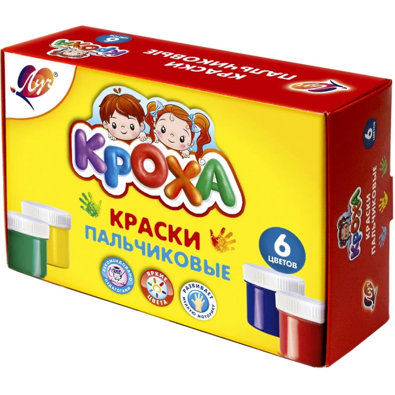 Пальчиковые краски "Кроха" 6 цв. по 40 мл, "Луч"