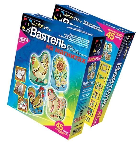 Ваятель на магнитах "Junior": Набор для создания объемных барельефов из гипса: для детей от 5 лет. - "Эльф Маркет".