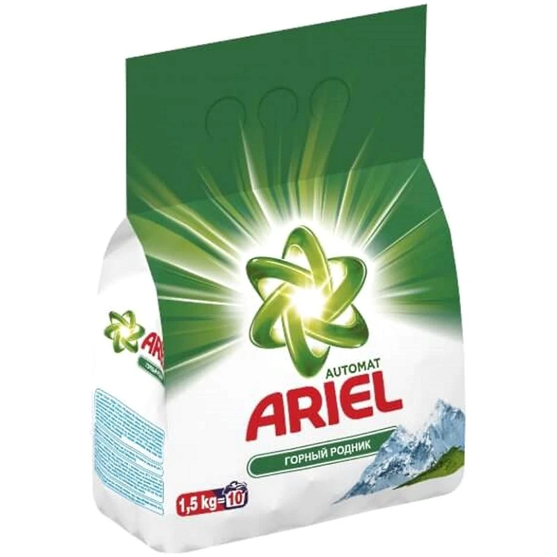 Стиральный порошок, "Ariel Горный родник Автомат", для белого, 1,5 кг, "Проктер энд Гэмбл"