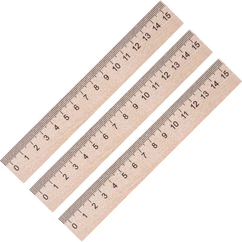 Линейка деревянная 150 мм, ширина 25 мм, упак. 3 шт, "№1 School"