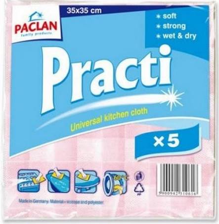 Тряпка кухонная универсальная "Practi", вискоза, 350*350 мм, упак. 5 шт, "PACLAN" Тряпка кухонная универсальная "Practi", вискоза, 350*350 мм, упак. 5 шт, "PACLAN"