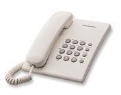 Телефон "PANASONIC", возможность установки на стену, импульсный и тональный режим набора, 6 уровней громкости трубки, 3 настройки громкости звонка.