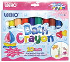 Мелки "Bath Crayon", 10 цв, для гладких поверхностей, водостойкие, выдвигающийся пластиковый корпус, картонная коробка, "LEEHO", уцененные