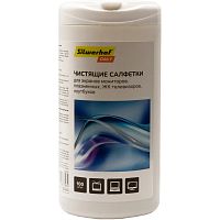 Влажные салфетки 110*110 мм, для экранов мониторов/плазменных/ЖК телевизоров/ноутбуков, нетканое полотно, туба 100 шт, "Silwerhof"